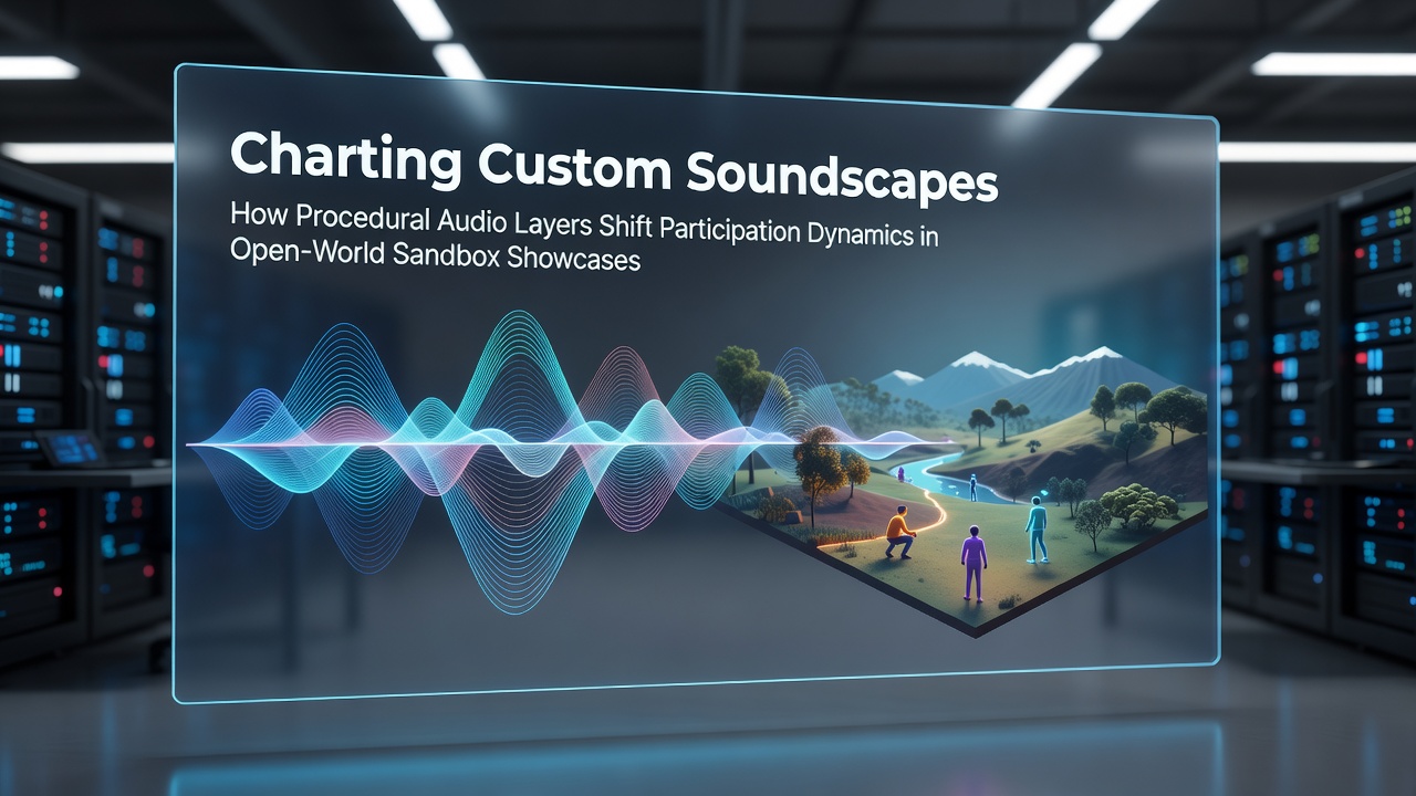 Procedural audio layers visualized in an open-world sandbox environment with layered sound elements