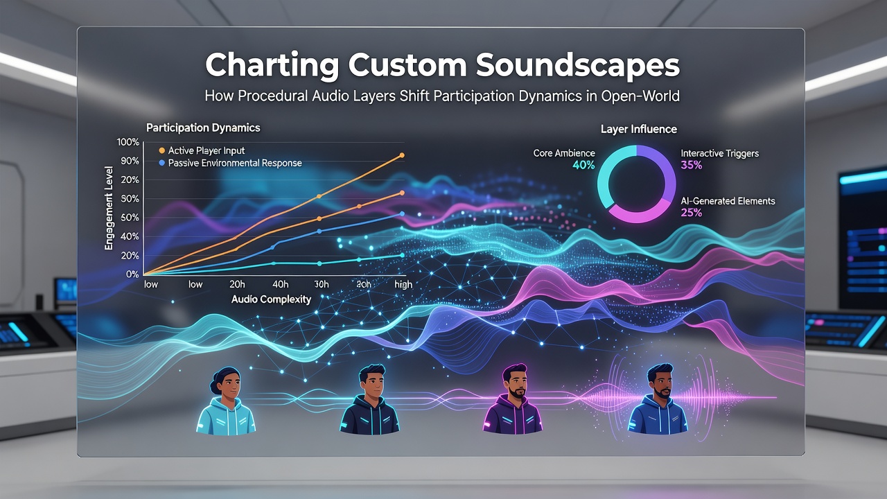 Spectators engaging with an open-world sandbox showcase where procedural audio influences group dynamics