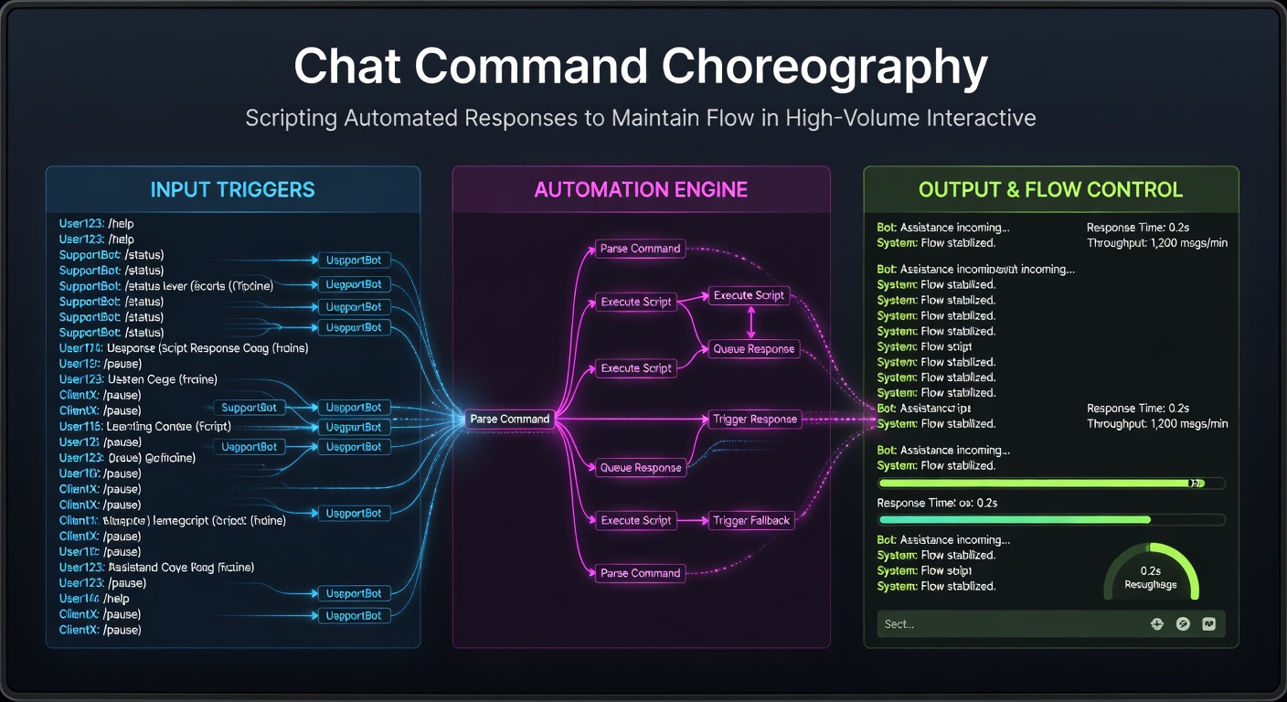 Dashboard view of scripted chat responses operating in a high-traffic stream