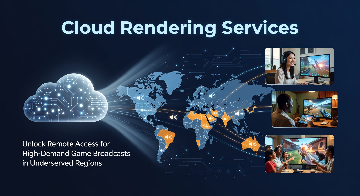 Cloud rendering infrastructure supporting remote game broadcasts in remote areas