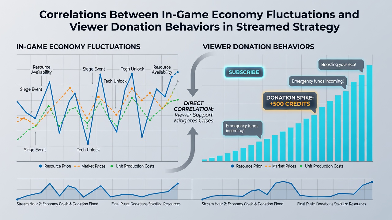 Detailed view of donation overlays and in-game economy statistics displayed together during a live strategy match