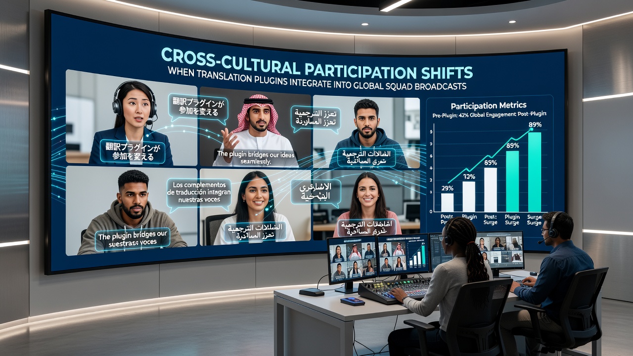 Diverse international viewers engaging with translated squad commentary on mobile and desktop screens