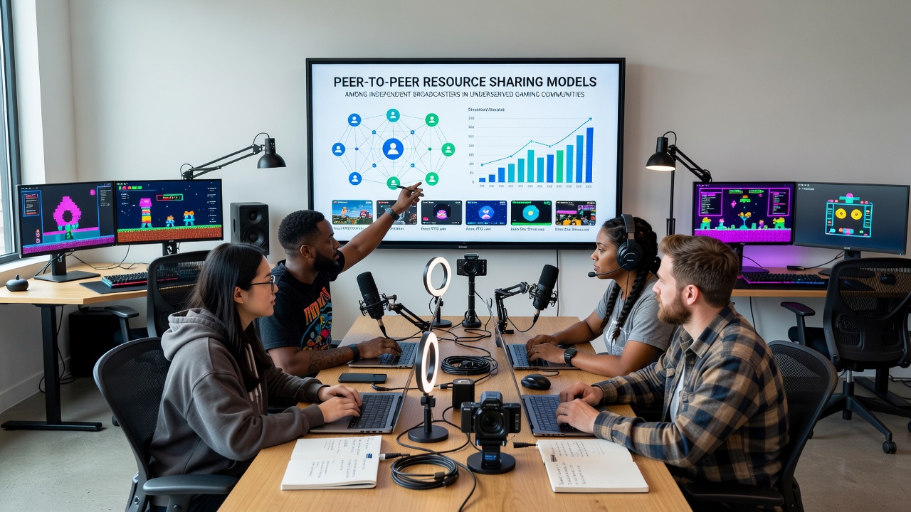 Independent broadcasters in a rural setting collaborating on shared streaming equipment and network resources