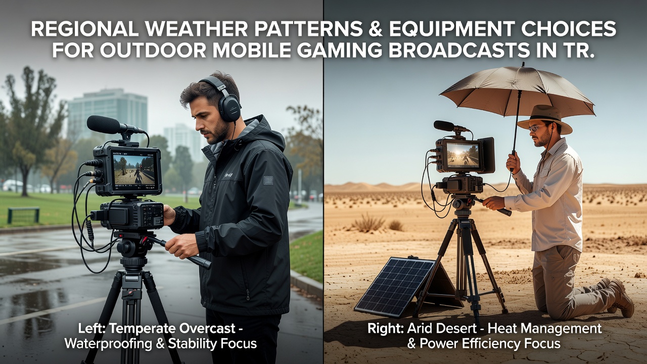 Close-up of weatherproof mobile streaming gear deployed during a tropical gaming event