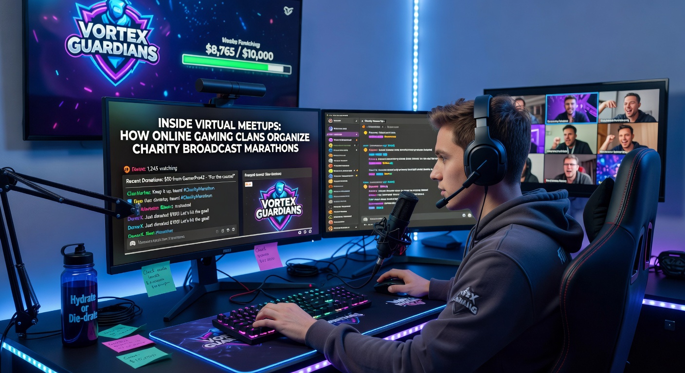 Broadcasters managing donation alerts and viewer interactions during a long-form charity gaming marathon