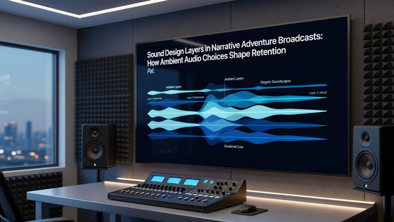 Detailed view of ambient audio layering tools used during narrative adventure game broadcasts