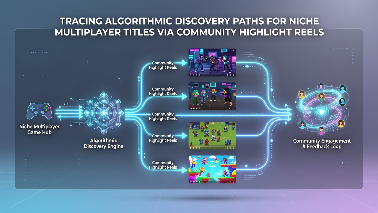 Detailed view of algorithmic pathways connecting community reels to player discovery interfaces in niche multiplayer environments