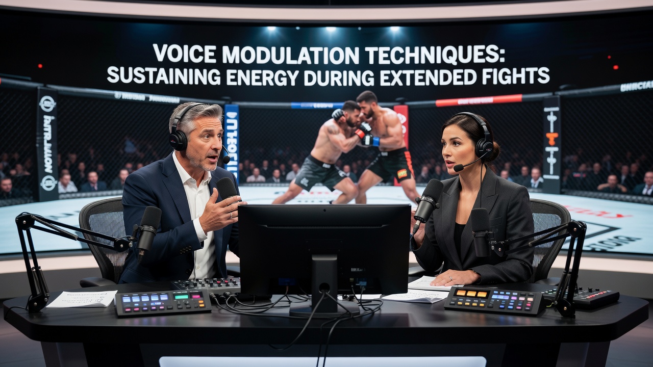 Broadcast setup showing voice processing tools used in extended fighting game events
